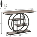 Mesa consola industrial redonda de cuatro niveles marrón/gris – Para 1 persona