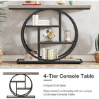Mesa consola industrial redonda de cuatro niveles marrón/gris – Para 1 persona