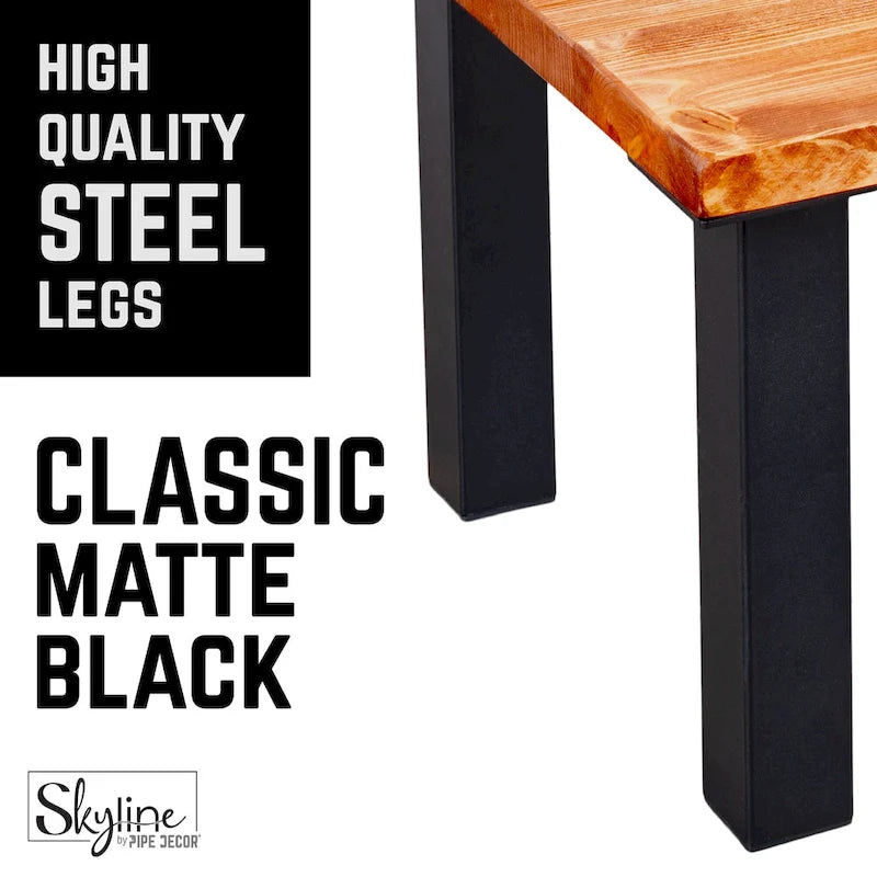 Patas de mesa industriales de acero negro mate, juego de 4
