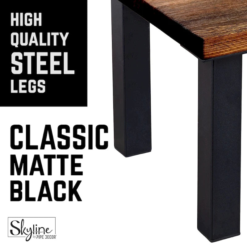 Patas de mesa industriales de acero negro mate, juego de 4