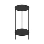 Mesa auxiliar redonda de 2 niveles con patas de metal – Negro / Blanco / Blanco y negro, para 1 persona