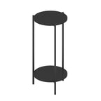 Mesa auxiliar redonda de 2 niveles con patas de metal – Negro / Blanco / Blanco y negro, para 1 persona