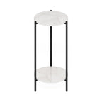 Mesa auxiliar redonda de 2 niveles con patas de metal – Negro / Blanco / Blanco y negro, para 1 persona