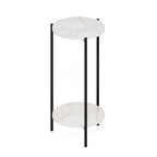 Mesa auxiliar redonda de 2 niveles con patas de metal – Negro / Blanco / Blanco y negro, para 1 persona