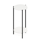 Mesa auxiliar redonda de 2 niveles con patas de metal – Negro / Blanco / Blanco y negro, para 1 persona