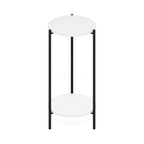 Mesa auxiliar redonda de 2 niveles con patas de metal – Negro / Blanco / Blanco y negro, para 1 persona