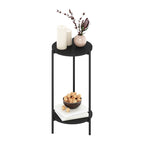Mesa auxiliar redonda de 2 niveles con patas de metal – Negro / Blanco / Blanco y negro, para 1 persona