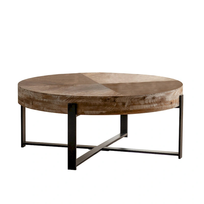 Mesa de centro redonda retro – Negro/Dorado, capacidad 2-4 personas