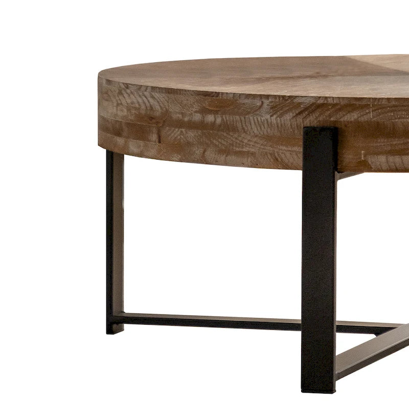 Mesa de centro redonda retro – Negro/Dorado, capacidad 2-4 personas