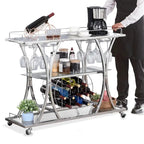 Carrito de bar con ruedas de 3 niveles cromado/dorado para 1 o 2 usuarios