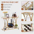 Carrito de bar con ruedas de 3 niveles cromado/dorado para 1 o 2 usuarios