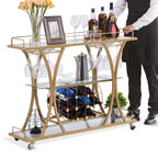 Carrito de bar con ruedas de 3 niveles cromado/dorado para 1 o 2 usuarios