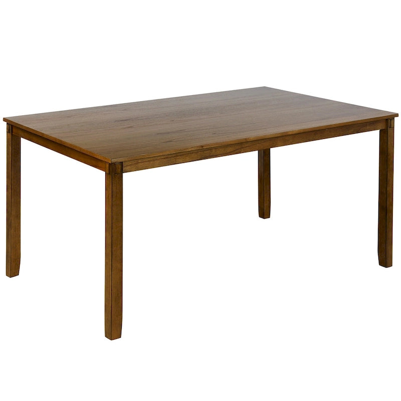 Juego de comedor de madera maciza de 6 piezas en marrón/gris/espresso, para 6 personas