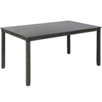 Juego de comedor de madera maciza de 6 piezas en marrón/gris/espresso, para 6 personas