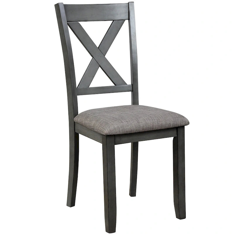 Juego de comedor de madera maciza de 6 piezas en marrón/gris/espresso, para 6 personas