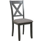 Juego de comedor de madera maciza de 6 piezas en marrón/gris/espresso, para 6 personas