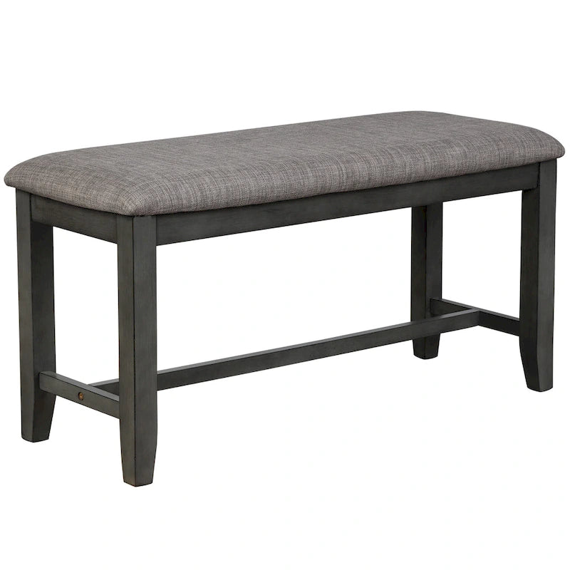 Juego de comedor de madera maciza de 6 piezas en marrón/gris/espresso, para 6 personas