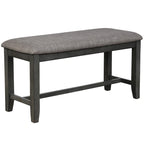 Juego de comedor de madera maciza de 6 piezas en marrón/gris/espresso, para 6 personas