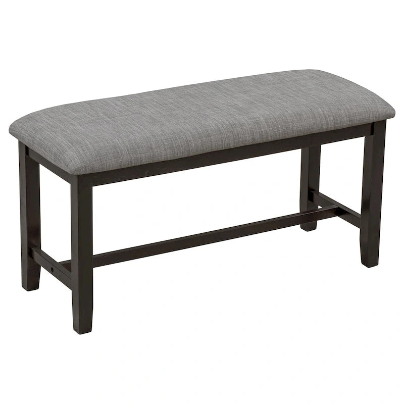 Juego de comedor de madera maciza de 6 piezas en marrón/gris/espresso, para 6 personas
