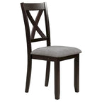 Juego de comedor de madera maciza de 6 piezas en marrón/gris/espresso, para 6 personas