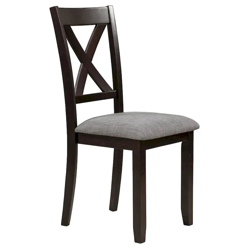 Juego de comedor de madera maciza de 6 piezas en marrón/gris/espresso, para 6 personas