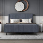 Cama de plataforma tapizada en terciopelo beige/gris/rosa, tamaño matrimonial, para 2 personas