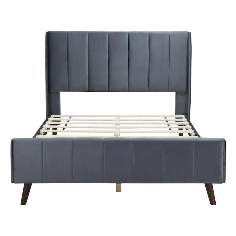Cama de plataforma tapizada en terciopelo beige/gris/rosa, tamaño matrimonial, para 2 personas