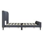 Cama de plataforma tapizada en terciopelo beige/gris/rosa, tamaño matrimonial, para 2 personas