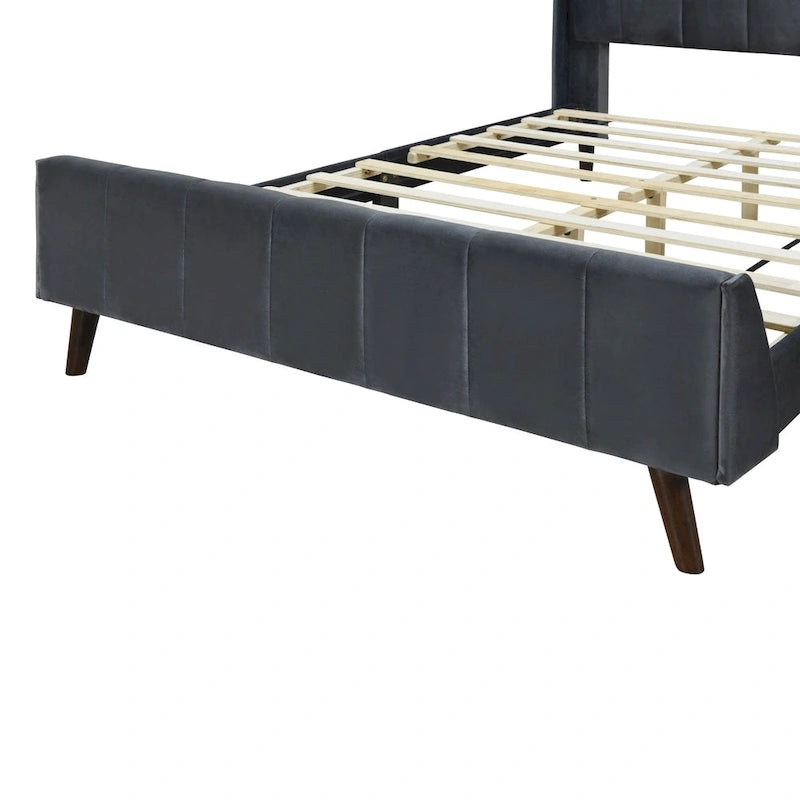 Cama de plataforma tapizada en terciopelo beige/gris/rosa, tamaño matrimonial, para 2 personas