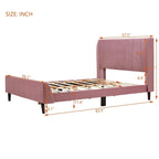 Cama de plataforma tapizada en terciopelo beige/gris/rosa, tamaño matrimonial, para 2 personas