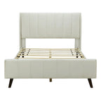 Cama de plataforma tapizada en terciopelo beige/gris/rosa, tamaño matrimonial, para 2 personas