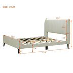 Cama de plataforma tapizada en terciopelo beige/gris/rosa, tamaño matrimonial, para 2 personas