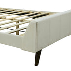 Cama de plataforma tapizada en terciopelo beige/gris/rosa, tamaño matrimonial, para 2 personas