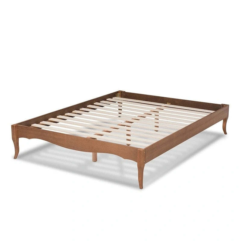 Base de cama con plataforma de estilo provincial francés en fresno nogal - Matrimonial / Queen / King