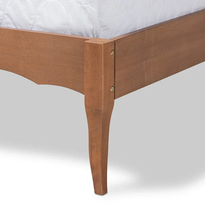 Base de cama con plataforma de estilo provincial francés en fresno nogal - Matrimonial / Queen / King
