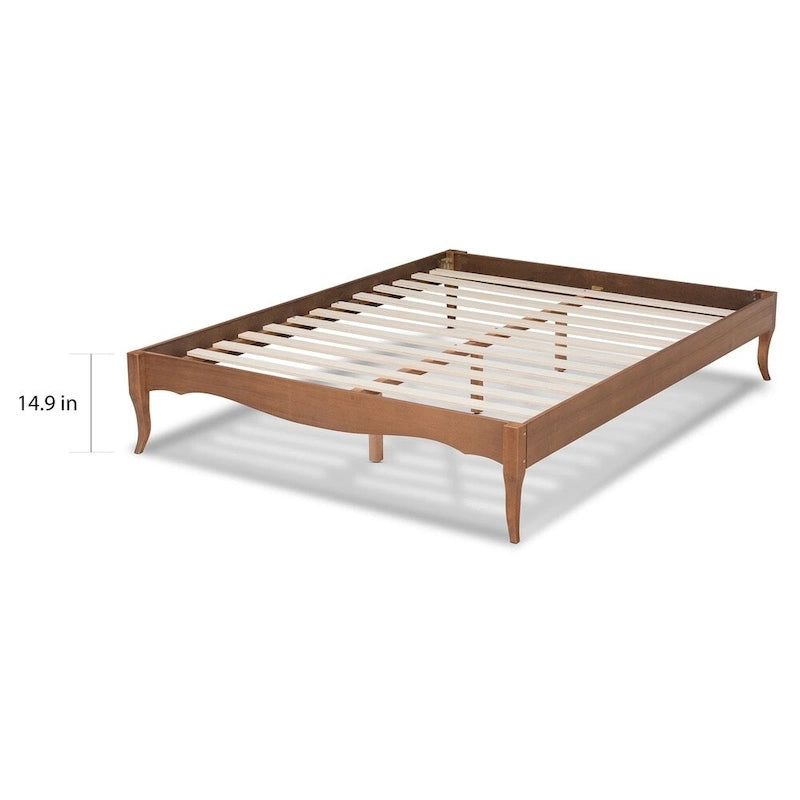 Base de cama con plataforma de estilo provincial francés en fresno nogal - Matrimonial / Queen / King