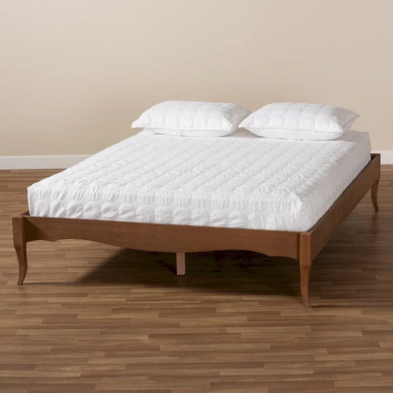 Base de cama con plataforma de estilo provincial francés en fresno nogal - Matrimonial / Queen / King