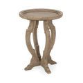 Mesa auxiliar redonda estilo campestre francés en natural/natural + blanco envejecido