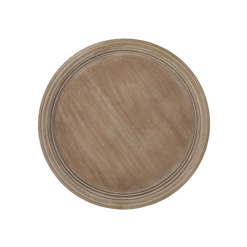 Mesa auxiliar redonda estilo campestre francés en natural/natural + blanco envejecido