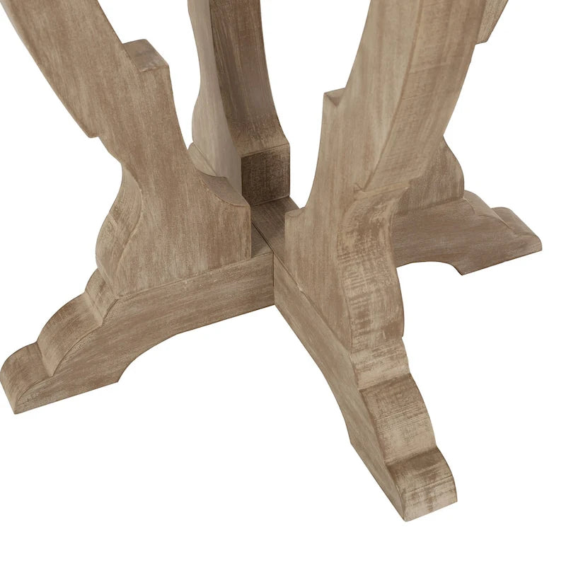Mesa auxiliar redonda estilo campestre francés en natural/natural + blanco envejecido