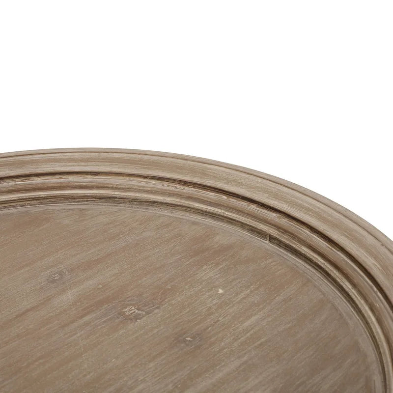 Mesa auxiliar redonda estilo campestre francés en natural/natural + blanco envejecido