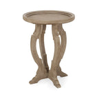 Mesa auxiliar redonda estilo campestre francés en natural/natural + blanco envejecido