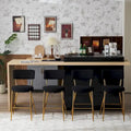 Taburete de bar de tela de osito negro/beige con base de metal - Juego de 2 o 4