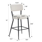 Taburete de bar de tela de osito negro/beige con base de metal - Juego de 2 o 4