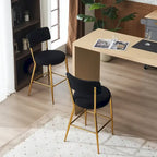 Taburete de bar de tela de osito negro/beige con base de metal - Juego de 2 o 4