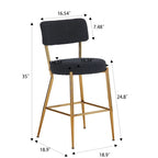 Taburete de bar de tela de osito negro/beige con base de metal - Juego de 2 o 4