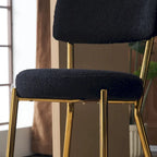 Taburete de bar de tela de osito negro/beige con base de metal - Juego de 2 o 4
