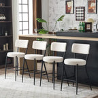 Taburete de bar de tela de osito negro/beige con base de metal - Juego de 2 o 4