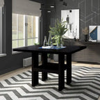 Mesa de comedor alta cuadrada LED negra, 4 asientos (137,16 cm × 137,16 cm)