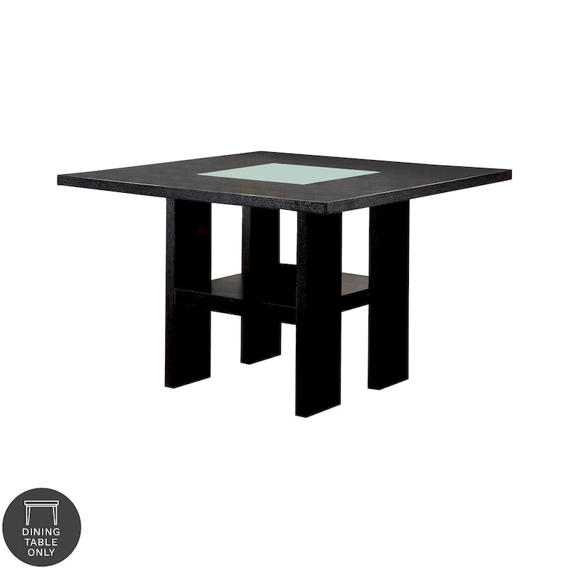 Mesa de comedor alta cuadrada LED negra, 4 asientos (137,16 cm × 137,16 cm)